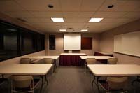 The Ohio Meeting Room set up as a small classroom